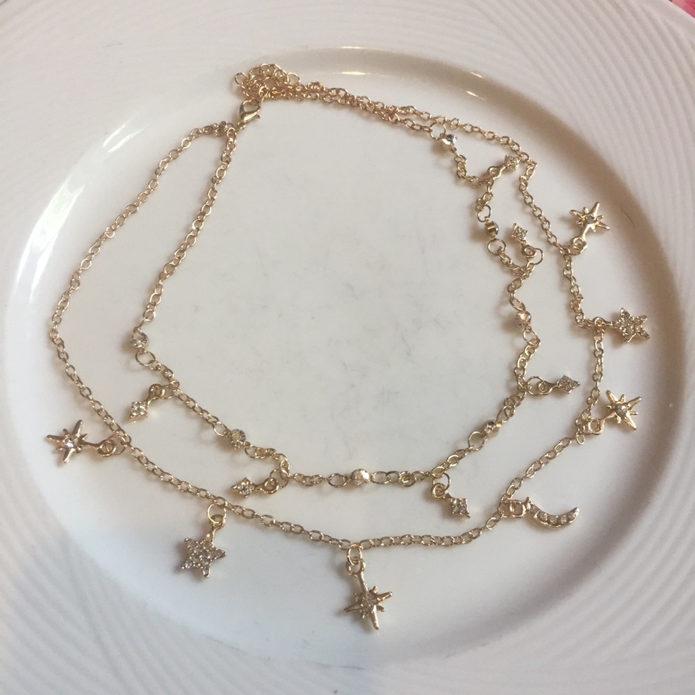 ⭐️ Awesome Boho celestial Double layered chain star & moon in various colors - Picture 3 of 7